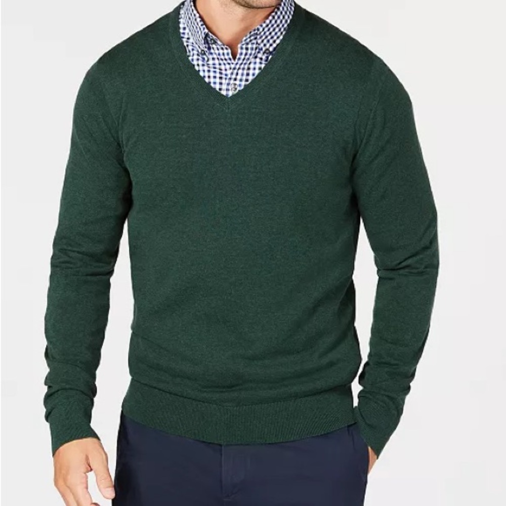 Michael Kors Green V-Neck Sweater Slim Fit